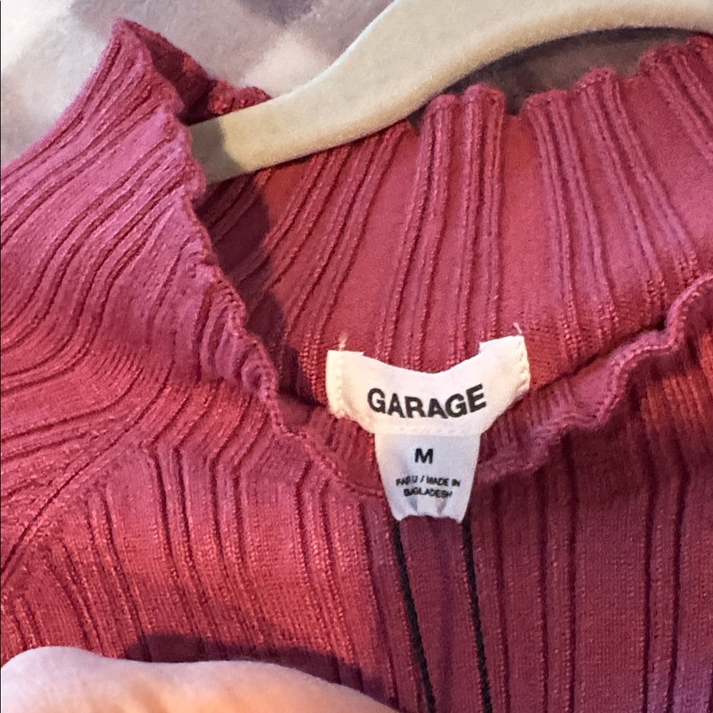 Garage Women’s Ribbed Long Sleeve Top - Raspberry NWT - Picture 4 of 4